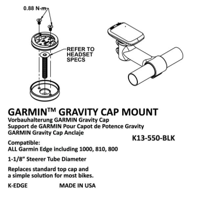 Крепление K-EDGE Garmin Gravity Cap Mount Black Anodize (K13-550-BLK)