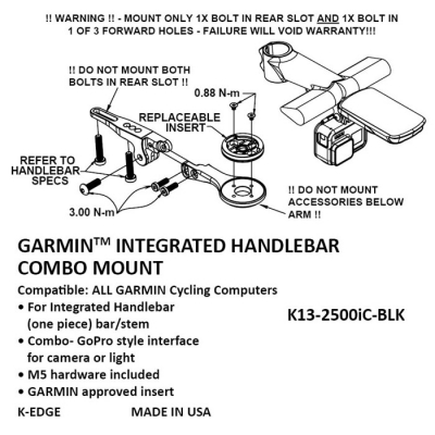 Крепление K-EDGE Garmin IHS Combo Splayd Mount Black Anodize (K13-2500iC-BLK)