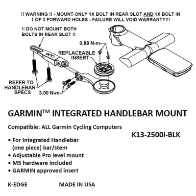 Крепление K-EDGE Garmin IHS Splayd Mount Black Anodize