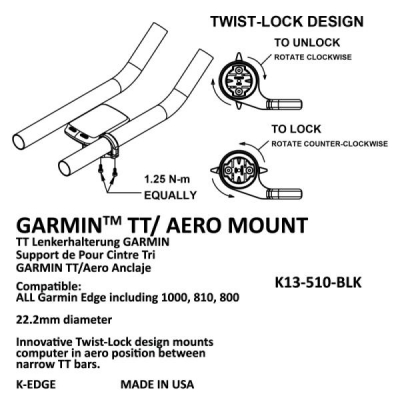 Крепление K-EDGE Garmin TT/Aero Mount Black Anodize