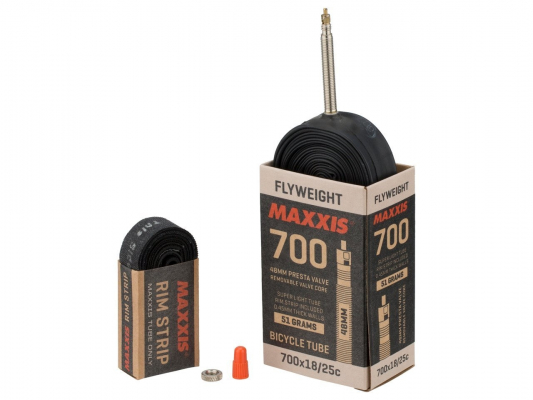 Велокамера Maxxis FLYWEIGHT 700X18/25C 0.45 вело нип. 48 мм набор: камера велосипедная + ободная лента