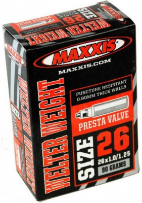 Велокамера Maxxis Welter Weight, 26x1.0/1.25, FVSEP48 велониппель 48 мм, 2020