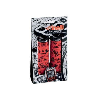 Велогрипсы Cinelli Grips Mike Giant - Art Design / Красный-Черный