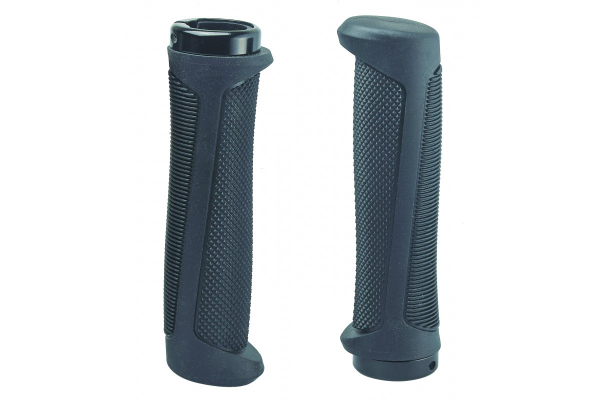 Ручки на руль H318 OneSideLock 138мм резиновые с 1 фикс. эргономичные с торцевыми элементами