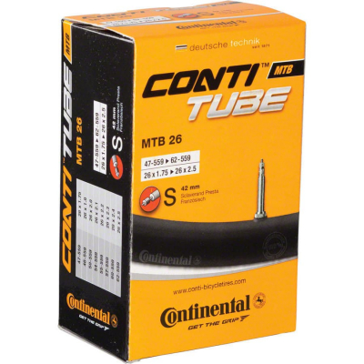 Камера 26x1.75-2.5" CONTINENTAL MTB 26 вело нип. 42мм (200гр.)