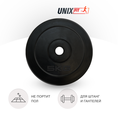Диск обрезиненный UnixFit 5 кг, 25 мм