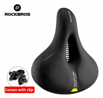 Седло Rockbros черное, комфортное с прорезью и ручкой, арт AQ-6090R