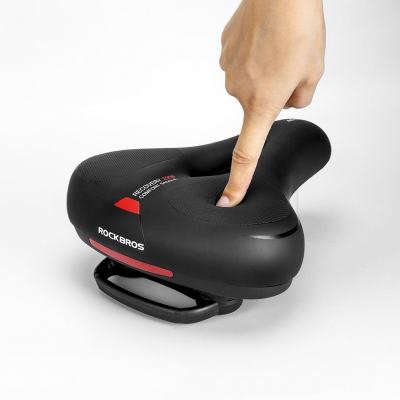 Седло Rockbros черное, комфортное с прорезью и ручкой, арт AQ-6090R