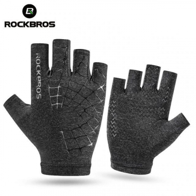 Велоперчатки Rockbros Ice Silk серые. Короткие пальцы
