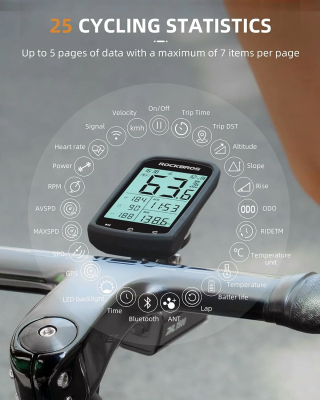 Велокомпьютер Rockbros M1 smart GPS, 25 функций