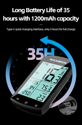 Велокомпьютер Rockbros M1 smart GPS, 25 функций