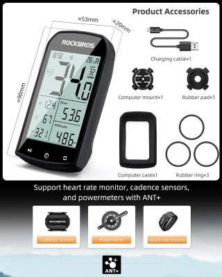 Велокомпьютер Rockbros M1 smart GPS, 25 функций