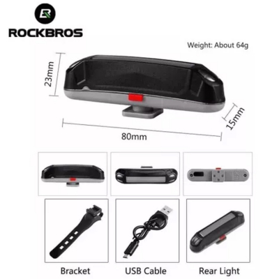Фонарь задний Rockbros мягкий свет, диодный, 3 режима