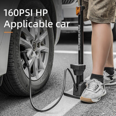 Насос Rockbros напольный алюминиевый с манометром и устойчивой платформой. 160psi. 