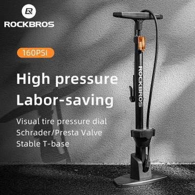 Насос Rockbros напольный алюминиевый с манометром и устойчивой платформой. 160psi. 