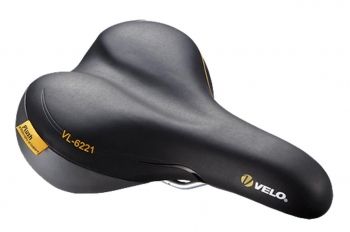 Седло VELO VL-6221 комфорт, 270x210 мм. Обшивка: PU. Наполнитель: Пена. Рельсы: Сталь.