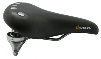 Седло VELO VL-8114 Комфорт. 264х221мм, чёрное, с заклёпками, на пружинах, вес 800г, в торг.уп.