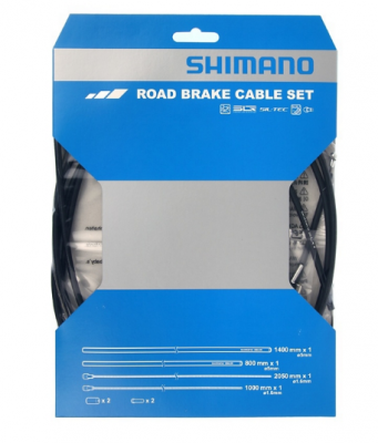 Трос+оплетка велотормоза SHIMANO Road, оплетка 800мм/1400мм, тросы 1000мм/2050мм, PTFE., с концевиками