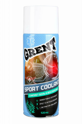 Заморозка спортивная GRENT COOLANT SPRAY, спрей с эвкалиптом, аэрозоль, 520мл