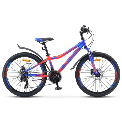 Велосипед Stels Navigator 410 MD 24 21-sp V010 Синий/Неоновый-красный (2019)