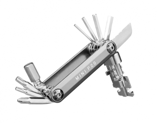 Мультитул TOPEAK MINI P20, 20 предметов, W/CHAINLINK TOOL, с чехлом, SILVER