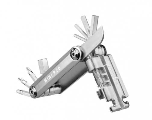 Мультитул TOPEAK MINI P20, 20 предметов, W/CHAINLINK TOOL, с чехлом, SILVER