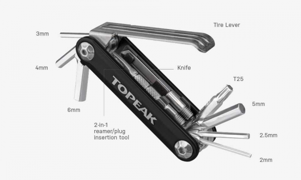 Мультитул велосипедный TOPEAK TUBI 11, 11 функций, MINI TOOL, GOLD