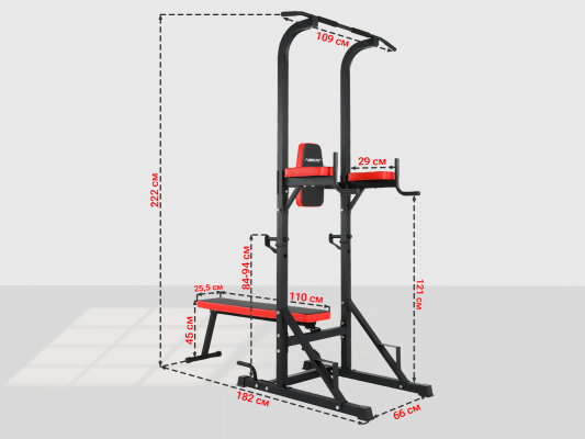 Турник-пресс-брусья со скамьей UnixFit POWER TOWER 120P