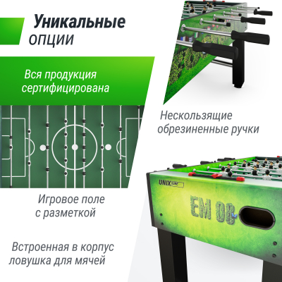 Игровой стол Unix line Футбол - Кикер (140х74 cм) Green