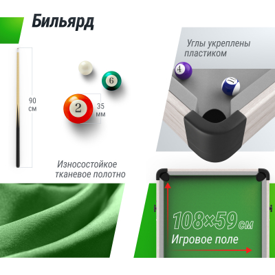 Игровой стол складной Unix line Трансформер 5 в 1 (108х59 cм)