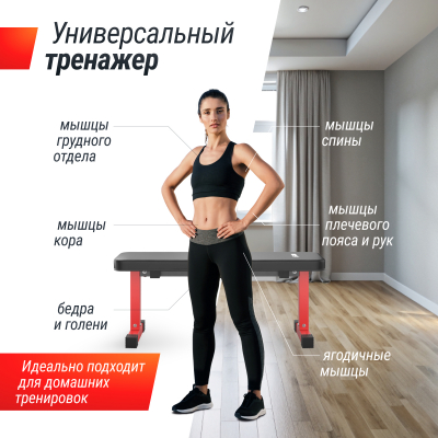 Скамья силовая горизонтальная UnixFit BENCH 100