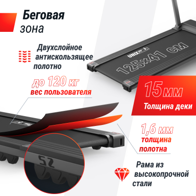 Беговая дорожка UnixFit Hi-tech S2 Metallic