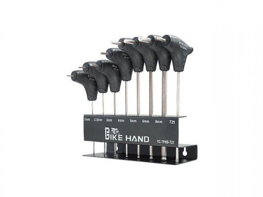 Г-образные шестигранники BIKE HAND yc-tphb-t25 2/2,5/3/4/5/6/8мм/Т25 со скошенным торцом на подставке, комплект
