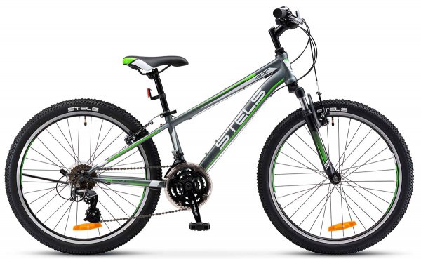 Велосипед Stels Navigator 400, колеса 24", серо-зеленый, сине-красный (2017)