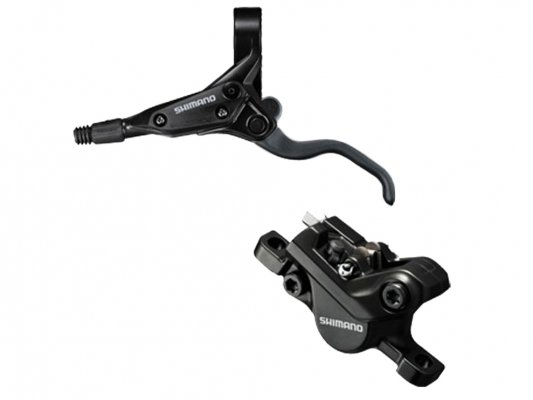 Тормоз дисковый гидравлический  SHIMANO BR-M395L задний с тормозной ручкой  BL-M425L, чёрный, без ротора, без адаптера, гидролиния 170см, резиновая колодка, б/уп