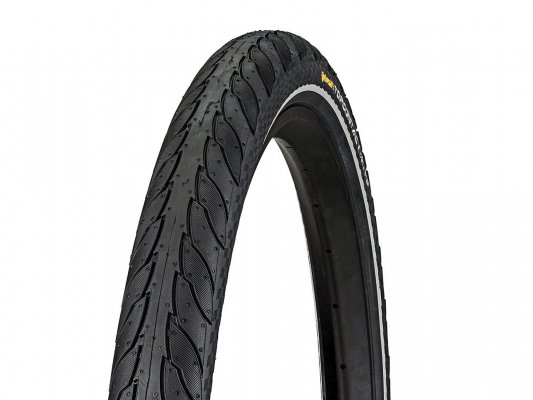 Покрышка  CONTINENTAL Contact+ City 28 x 1 3/8 x 1 5/8, (37-622) чёрная с светоотражающей полосой