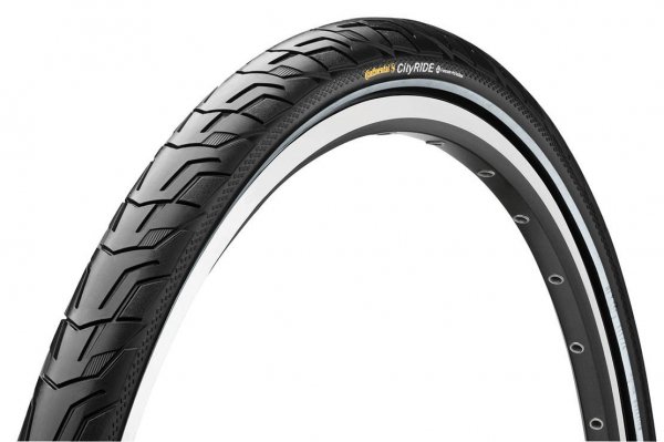 Покрышка CONTINENTAL Ride City 28 x 1 3/8 x 1 5/8, (37-622) чёрная, с светоотражающей полосой.