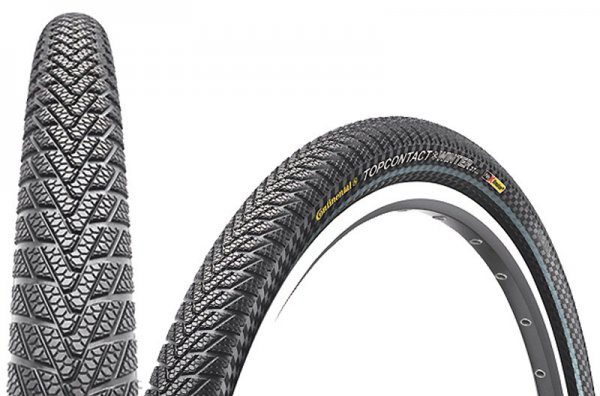 Покрышка  CONTINENTAL TopContact Winter II, 26 x 1,9,(50-559), чёрная с светоотражающей полосой